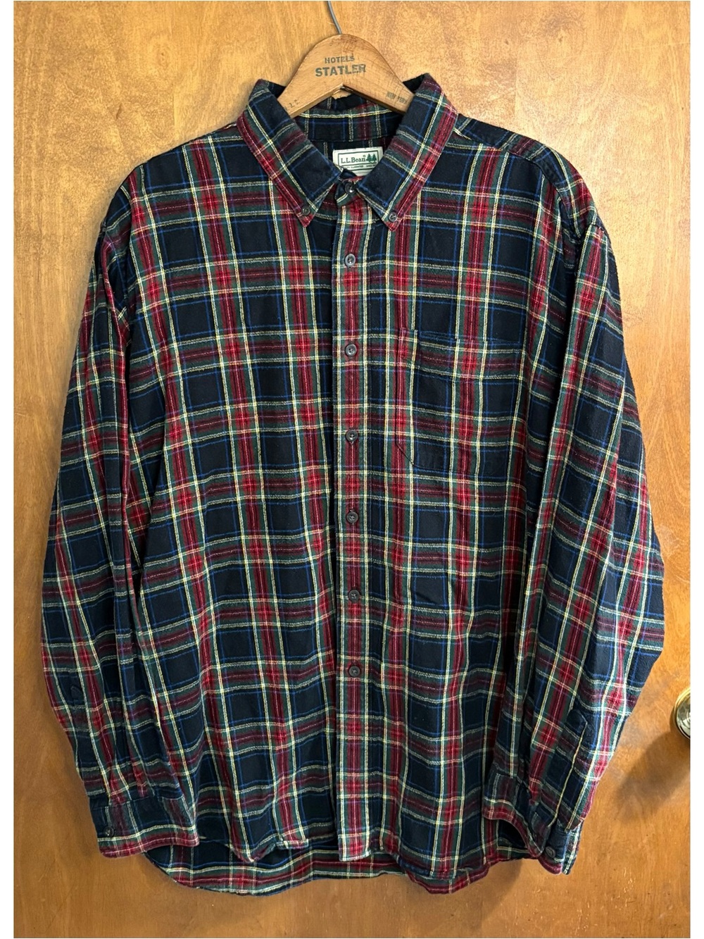 L.L. Bean Men's Scotch Red Green Blue Plaid Flannel Shirt Slim Fit XL Gorpcore